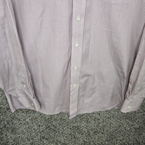 Jos A Bank Shirt Men's 17.5 36 Red Check Button Up Cotton‎ Pocket Barrel Career - Picture 5 of 7